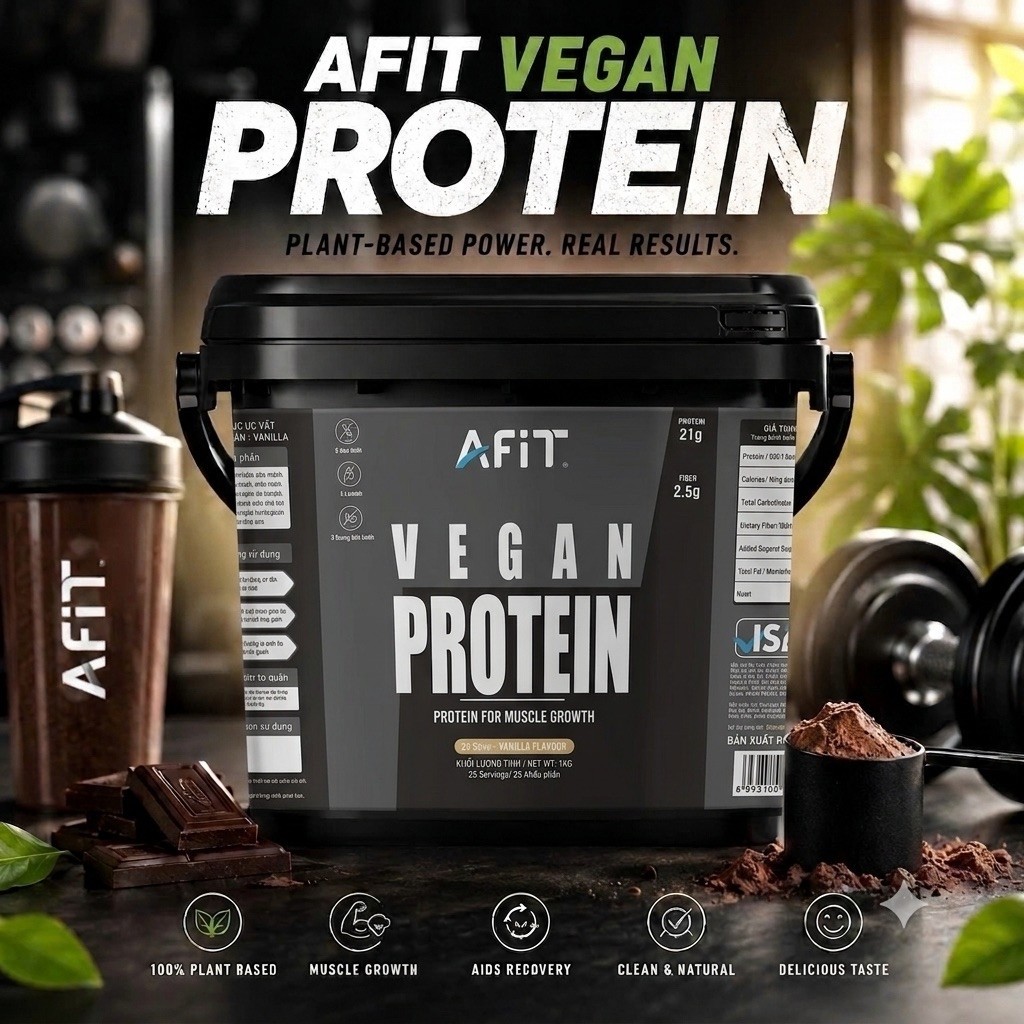 Bột Vegan Afit Protein Mpulti Grain Thực Vật + Tặng Bình Lắc