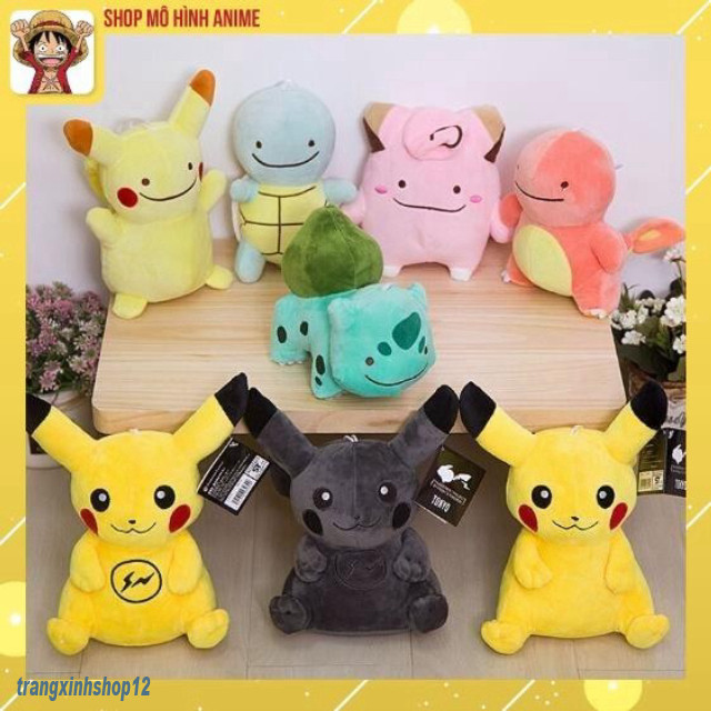 Gấu Bông Pokemon Các Nhân Vật Pikachu, Hitokage, Fushigidane, Zenigame, Snolax, Lapras, Spyduck, Pic