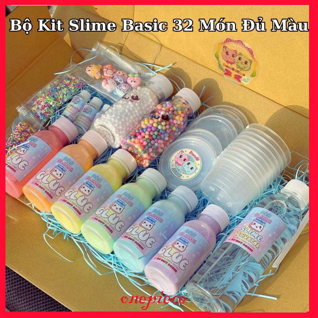 [BÁN CHẠY] Bộ Kit làm Basic Slime Cầu Vồng Pastel 32 Món - Kit làm Slime Cơ Bản Đủ Màu (Có hướng dẫn