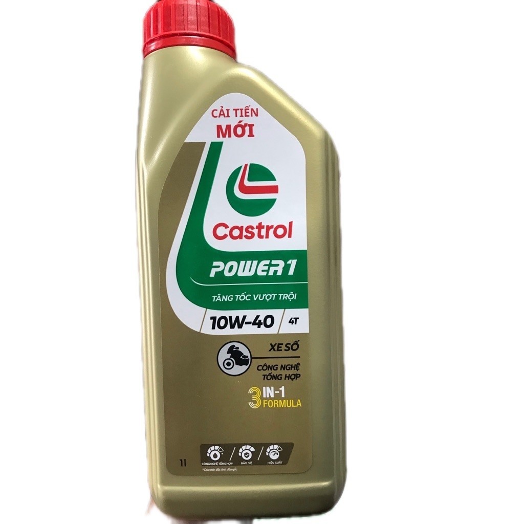CASTROL POWER 1 10w 40 1 lít xe số dầu nhớt xe máy CASTROL POWER 1 10w 40 1 lít xe số