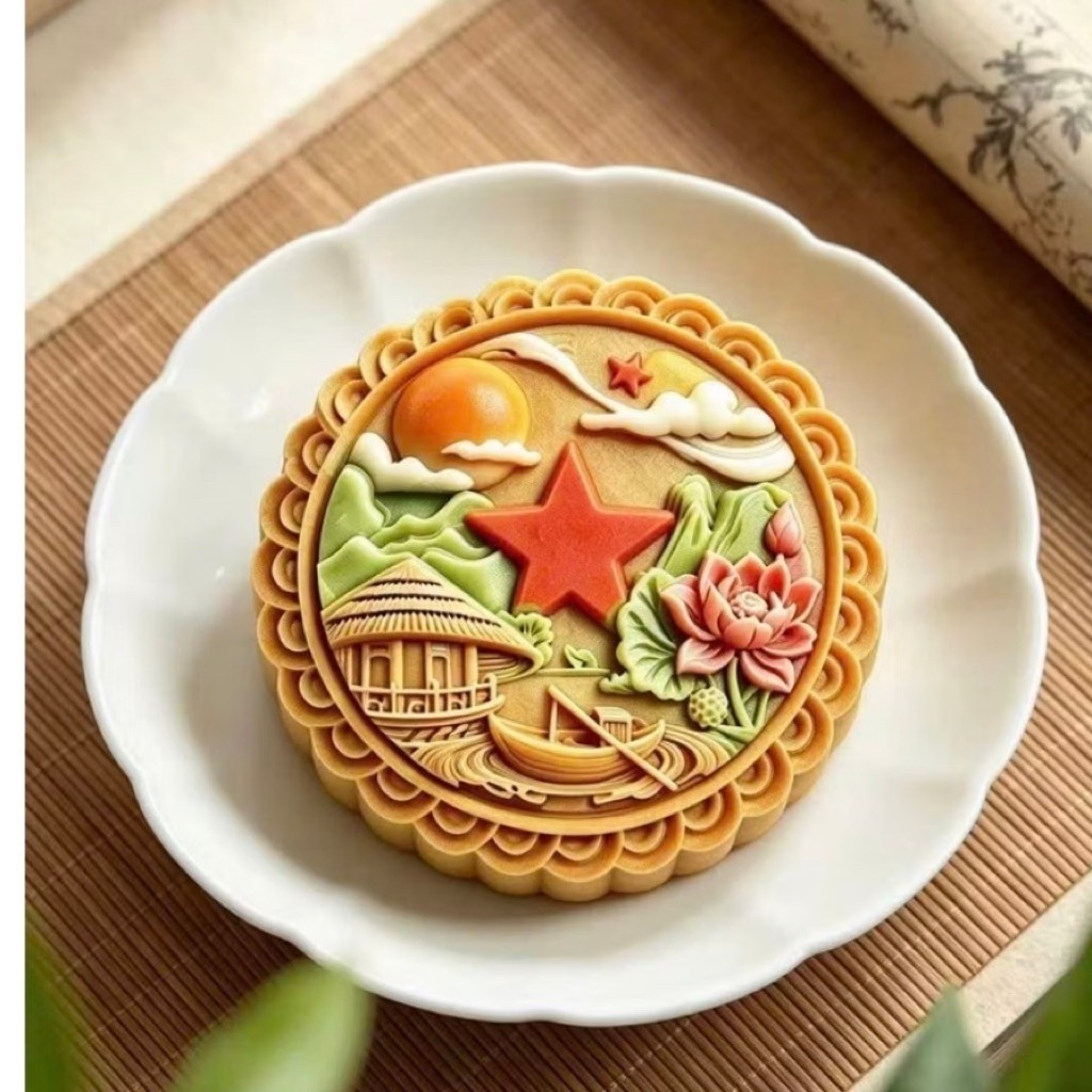 Khuôn Trung Thu 300g Hoa Sen Cá Chép | Khuôn Bánh Trung Thu Lò Xo 300gr 1 Mặt | Khuôn Bánh Nướng 300