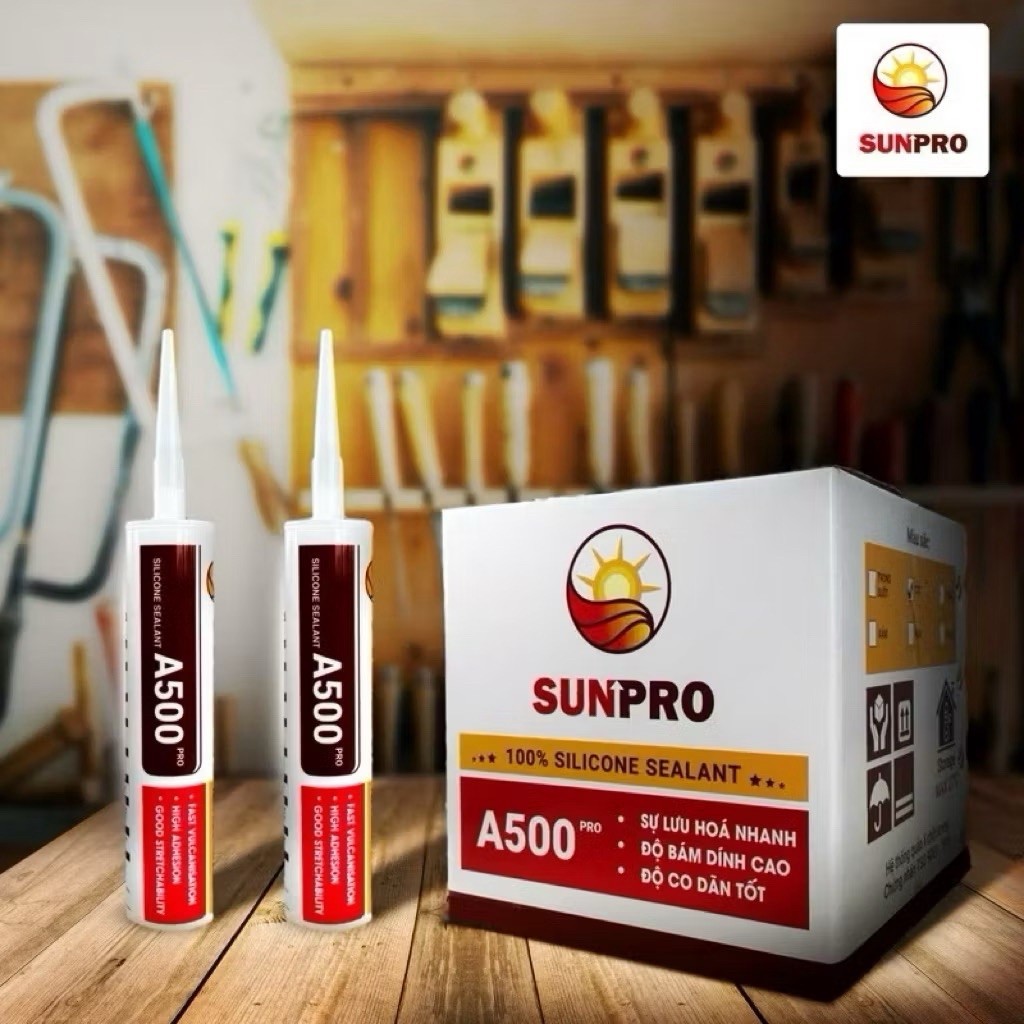 [Thùng 24 Chai] Keo Silicone Sunpro A500 màu cafe date tháng 12/2026
