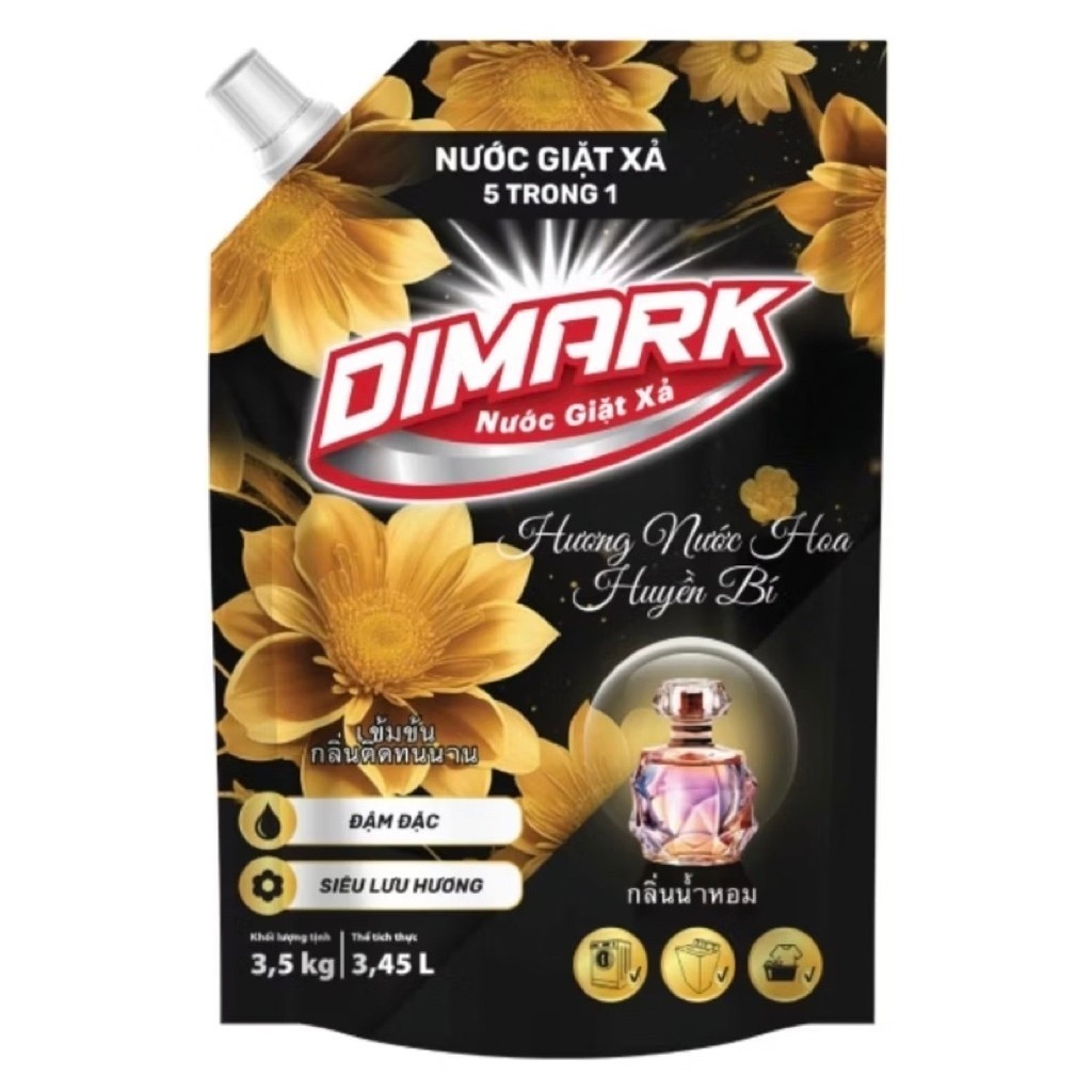 Nước giặt xả Dimark 5 trong 1 Hương Nước Hoa Huyền Bí (Combo 2 túi)