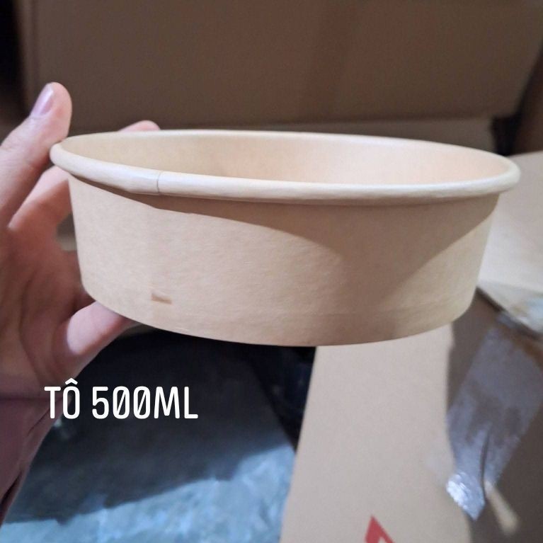 Thùng tô giấy kraft 500ml kèm nắp (500c)