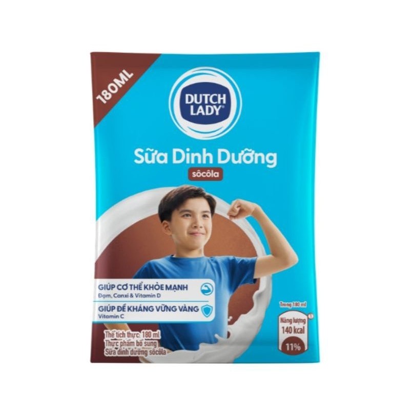Combo 5 Bịch Sữa Dinh Dưỡng Dutch Lady socola 180ml