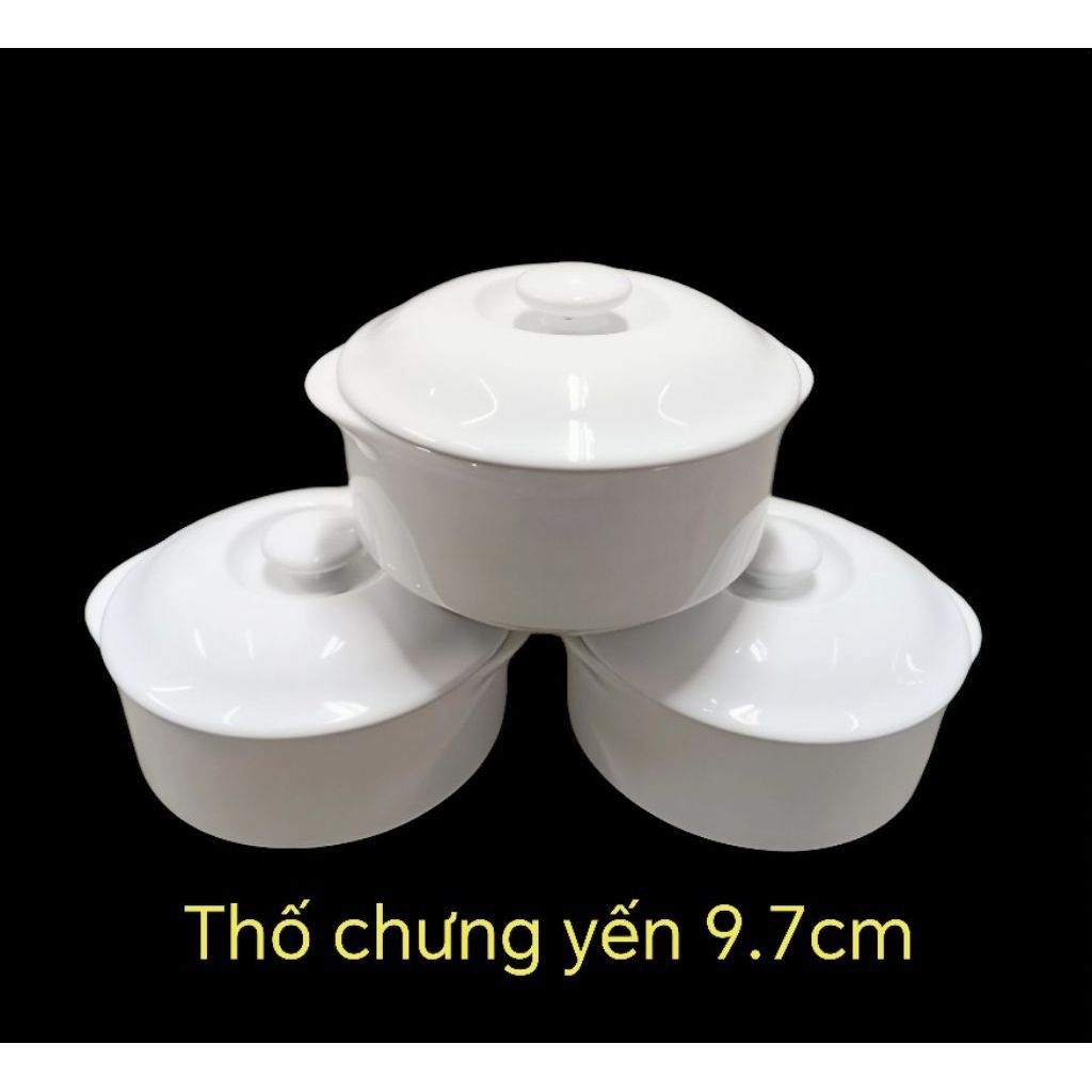 Thố cá nhân 9.7cm sứ trắng Minh Long - thố sứ minh long có nắp