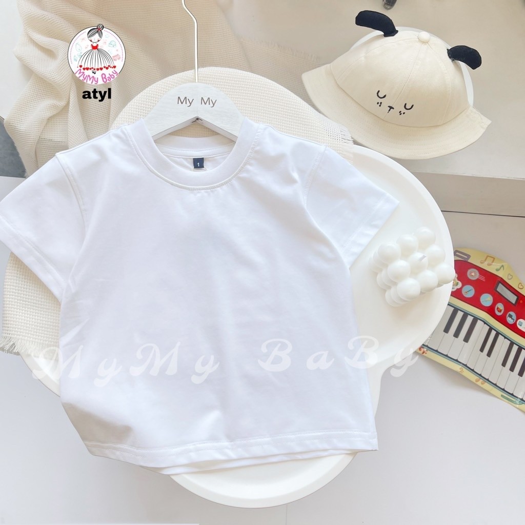 Áo thun cotton, áo thun trắng bé trai, áo thun trắng bé gái, áo thun trơn bé trai
