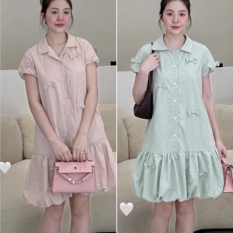 (NH CLOTHING)Váy suông Quynhanhhouse váy gió nơ M11968 sm