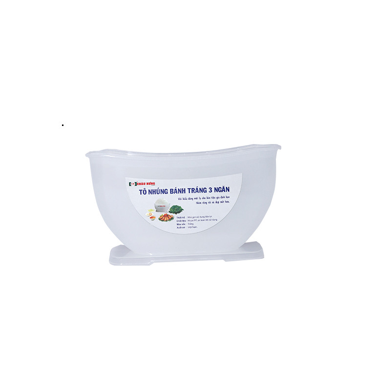 Khay nhựa nhúng bánh tráng, tô nhúng bánh tráng 3 ngăn - Rice paper trace TNBT001 abc