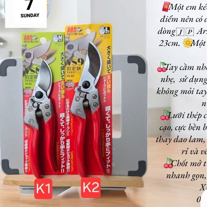 Kéo cắt cành Ars Vs9-Siêu phẩm cắt cành to nội địa Nhật.