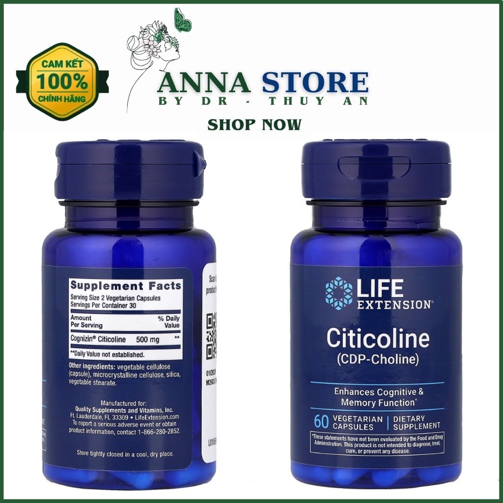 Cognizin Citicoline , Citicholin (CDP Choline) 60 viên