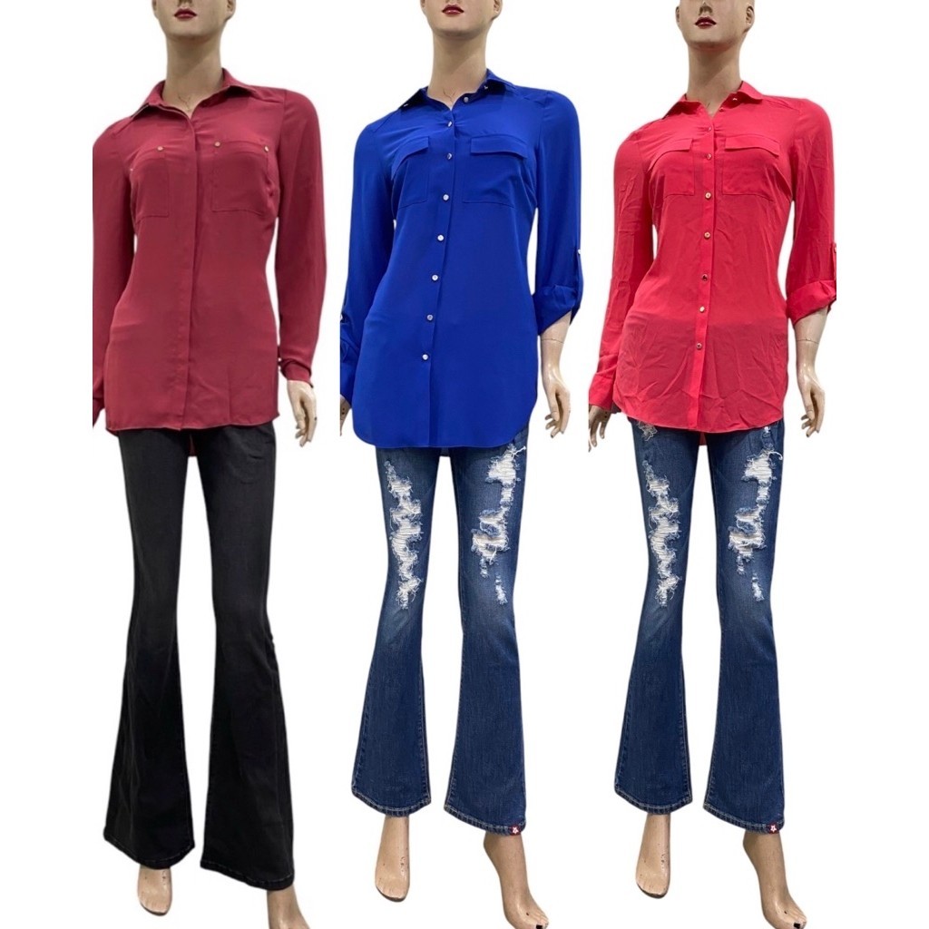 (A5262) Áo sơ mi voan dáng dài (Size 6,16) - Thanh lý