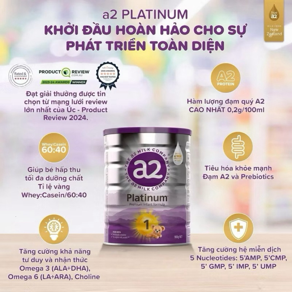 Sữa công thức A2 Platinum Premium/ A2 Immune/ A2 Gentle Gold đủ số 1, 2, 3, 4 lon 900g cho bé từ 0 đ