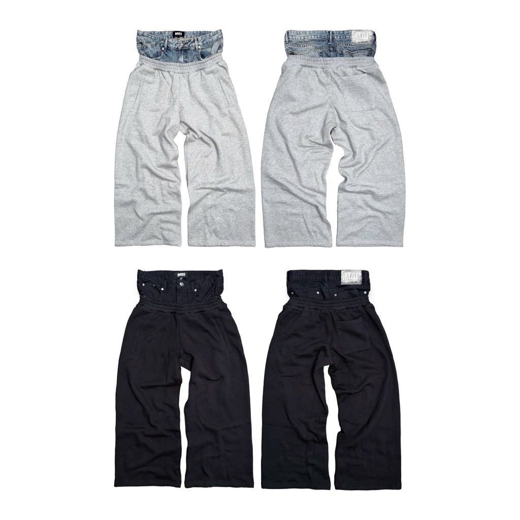 MBI | DOUBLE WAISTED HYBRID PANTS | mbi.project/thiếp kế ráp 2 chất liệu cotton và denim