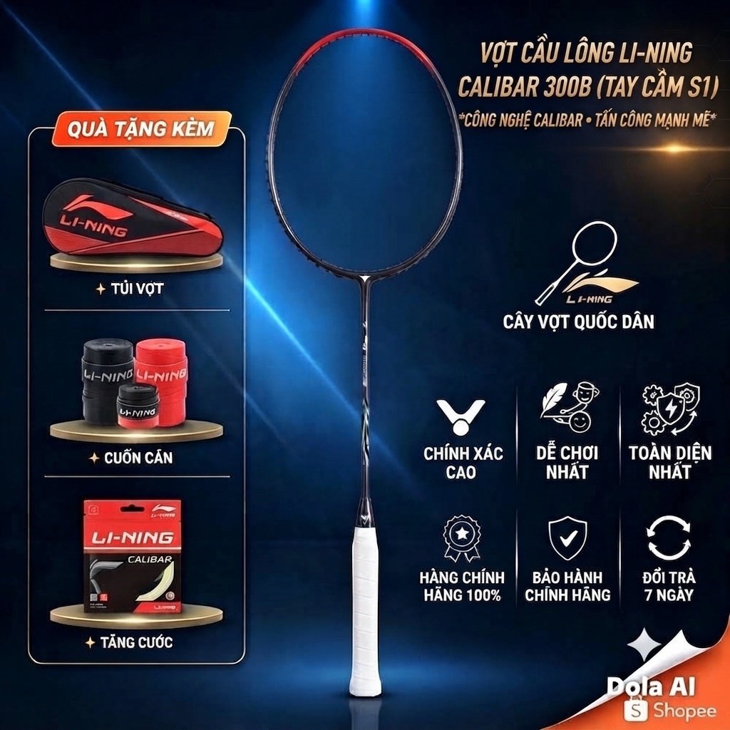 Vợt Cầu Lông Lining Calibar 300B Chính hãng - Tặng cước & Bao đơn