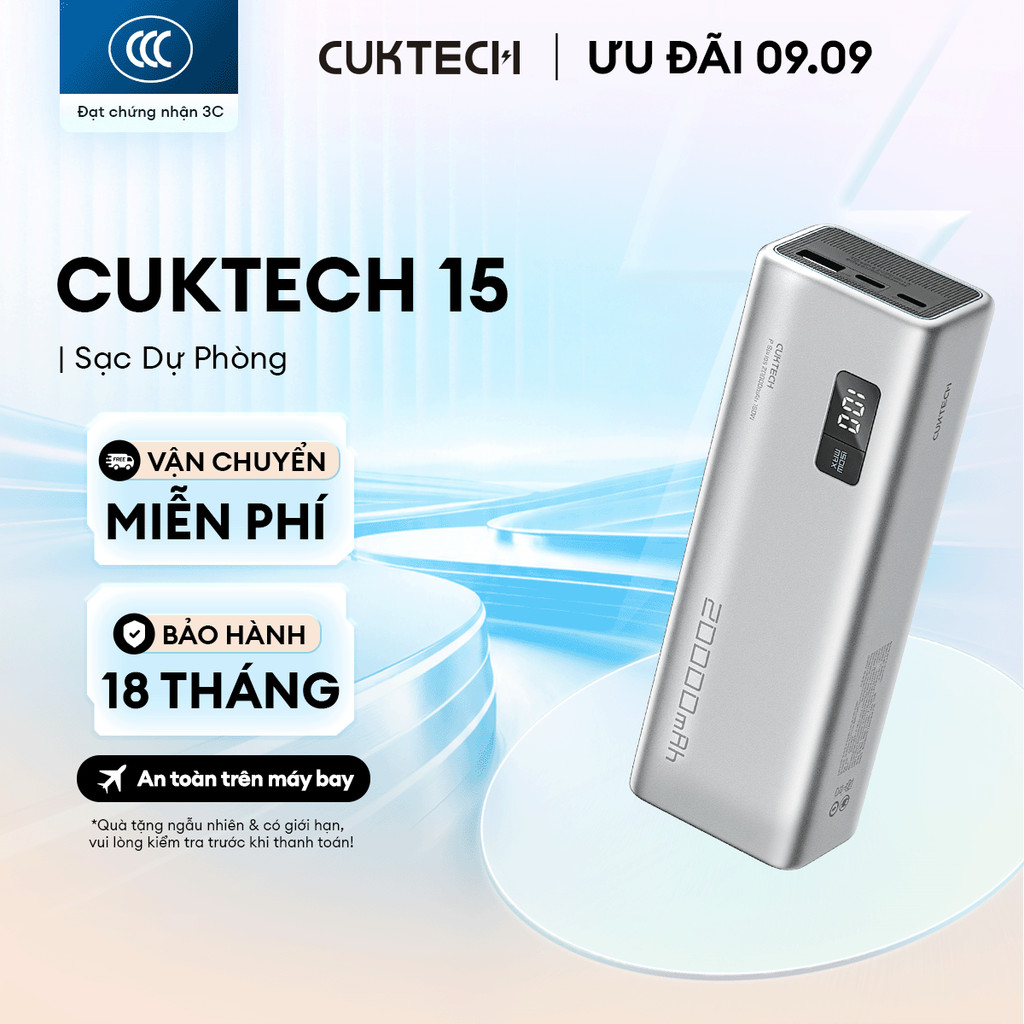 CUKTECH 15 SERIES Sạc Di Động 2C1A  | Bảo Hành 18 Tháng PB200U PB200P PB200 PB150S