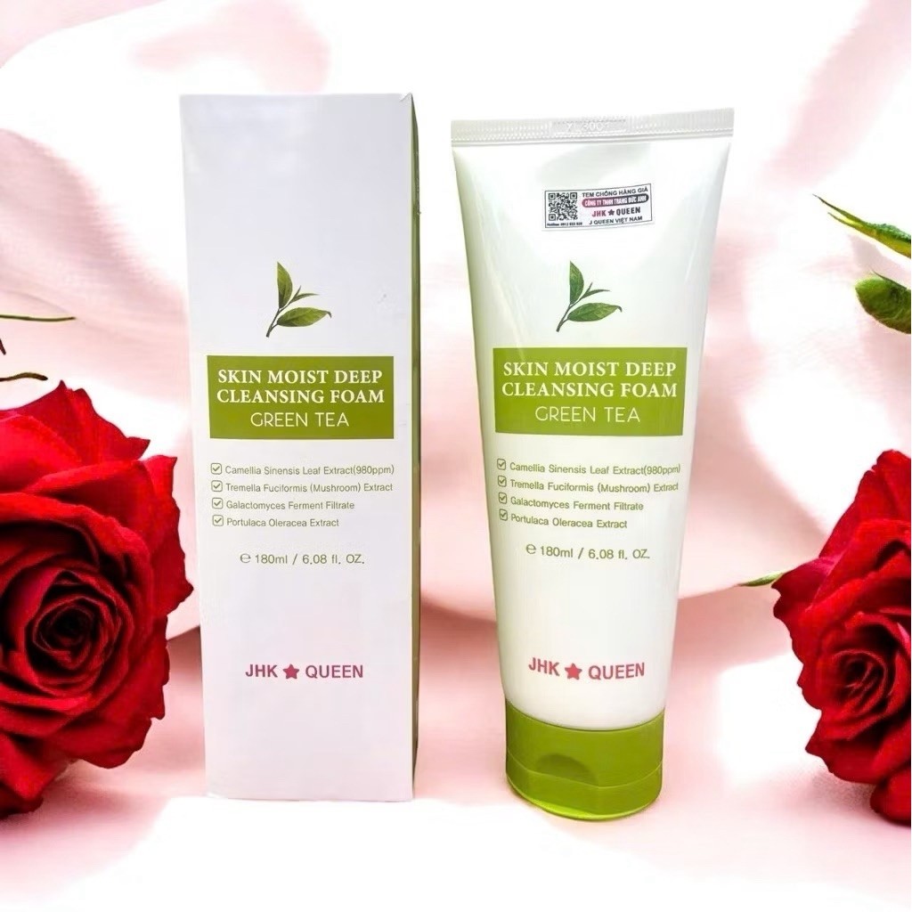 🌿 [CHÍNH HÃNG] Sữa Rửa Mặt Trà Xanh JHK Queen Skin Moist Deep Cleansing Foam 180ml
