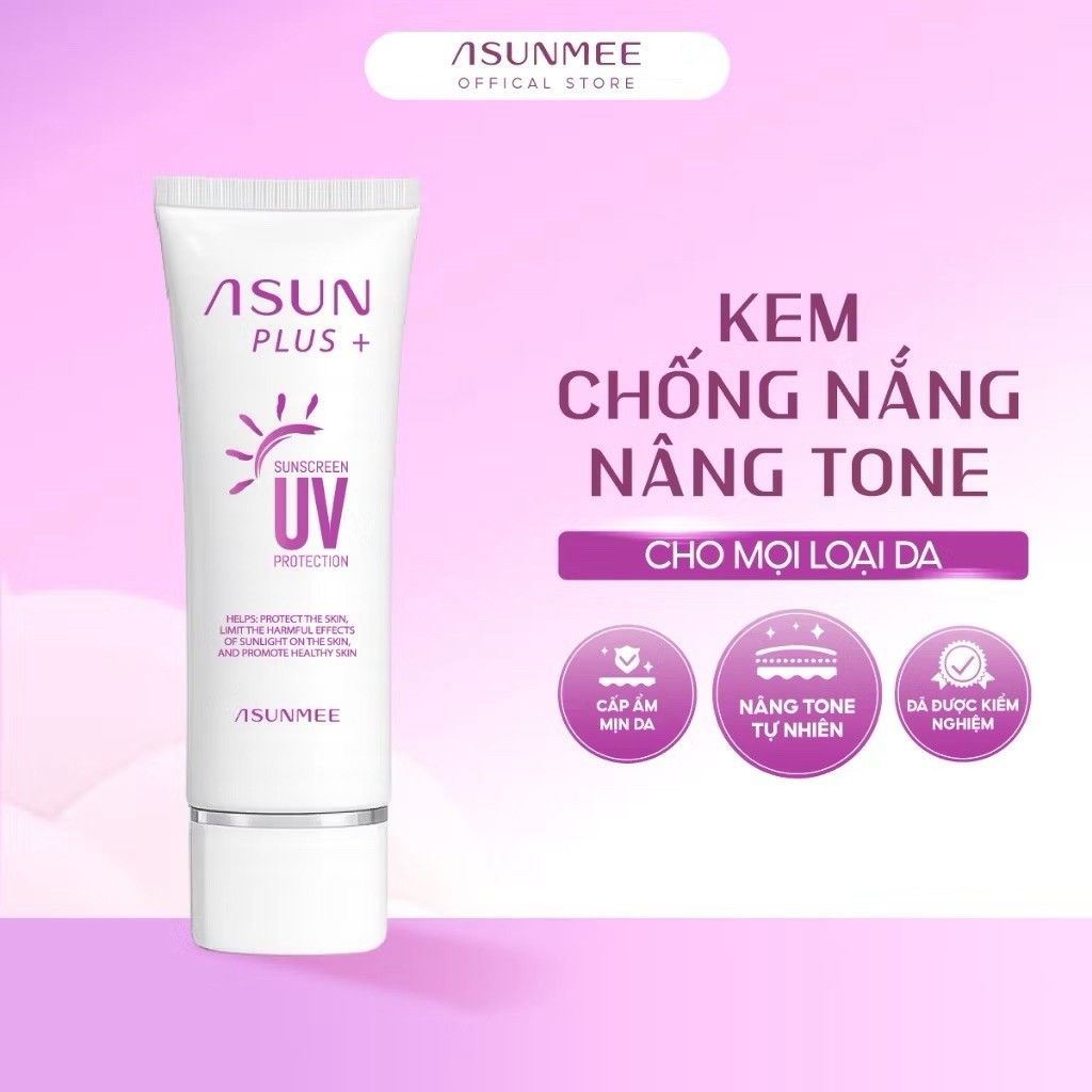 {Asunmee Kem Chống Nắng SPF 50+ PA++++ Asun Plus 50g Nâng Tone Dạng Sữa Phù Hợp Mọi Loại Da Bảo Vệ D