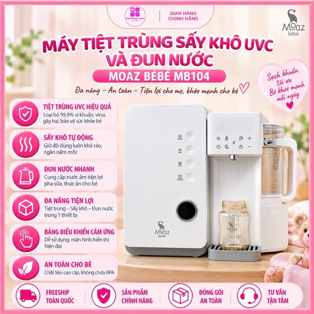 Máy tiệt trùng sấy khô UVC và đun nước thông minh Moaz BéBé MB104
