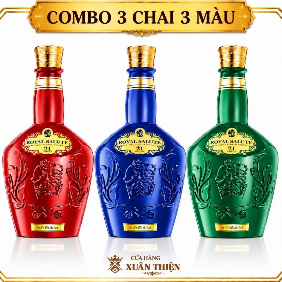 Vỏ Chai Rượu Chivas 21 Năm Xuất Xứ Scotland Dung Tích 700ml Có 3 Màu Rất Đẹp.Chai Rỗng Không Có Rượu