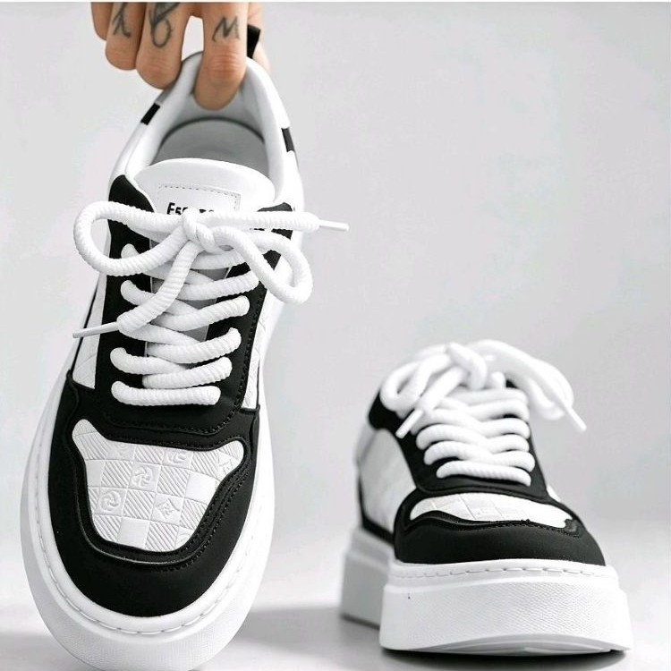 Giày Sneaker Nam Nữ Đế Cao Thời Trang, Giày Thể Thao Unisex Trắng Đen Phong Cách Hàn Quốc
