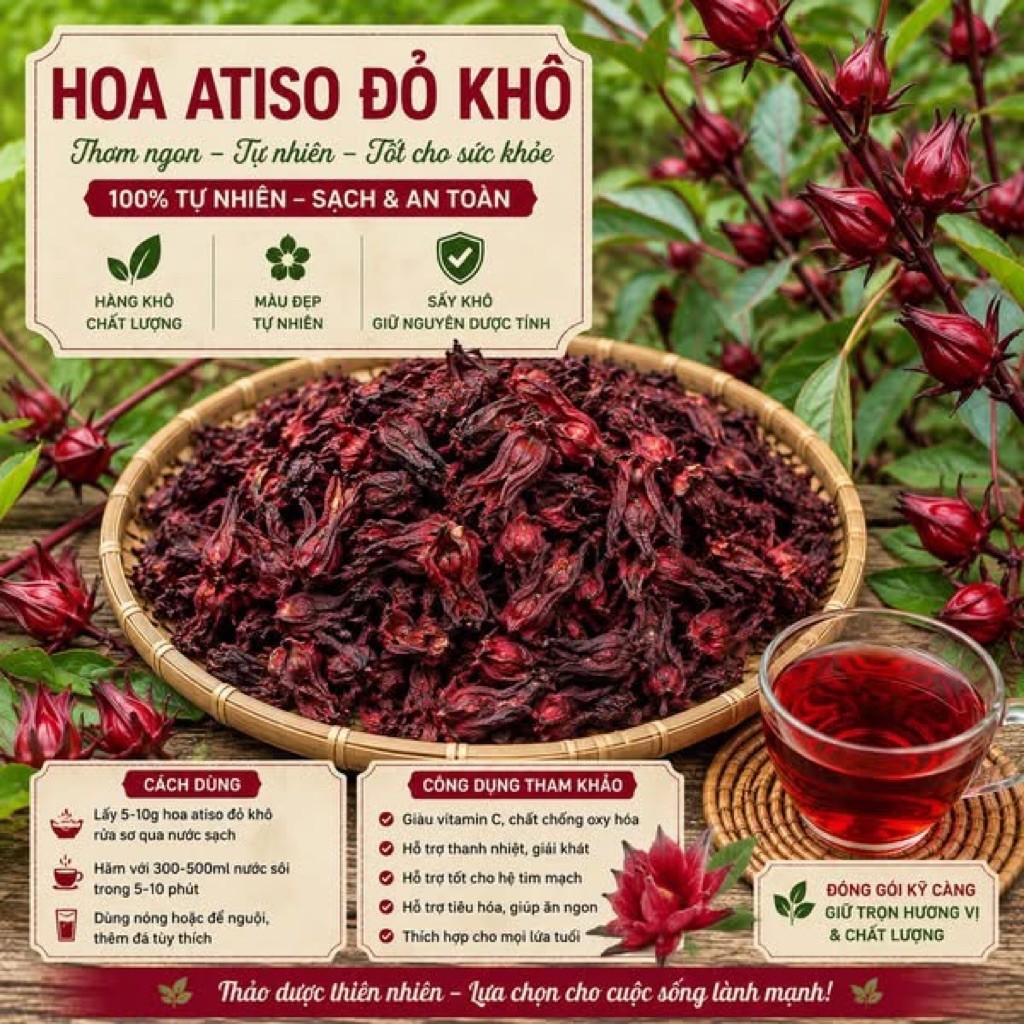 Hoa Atiso Đỏ Sấy Khô - Trà Hoa Atiso Đỏ Tự Nhiên, Thanh Nhiệt Giải Khát