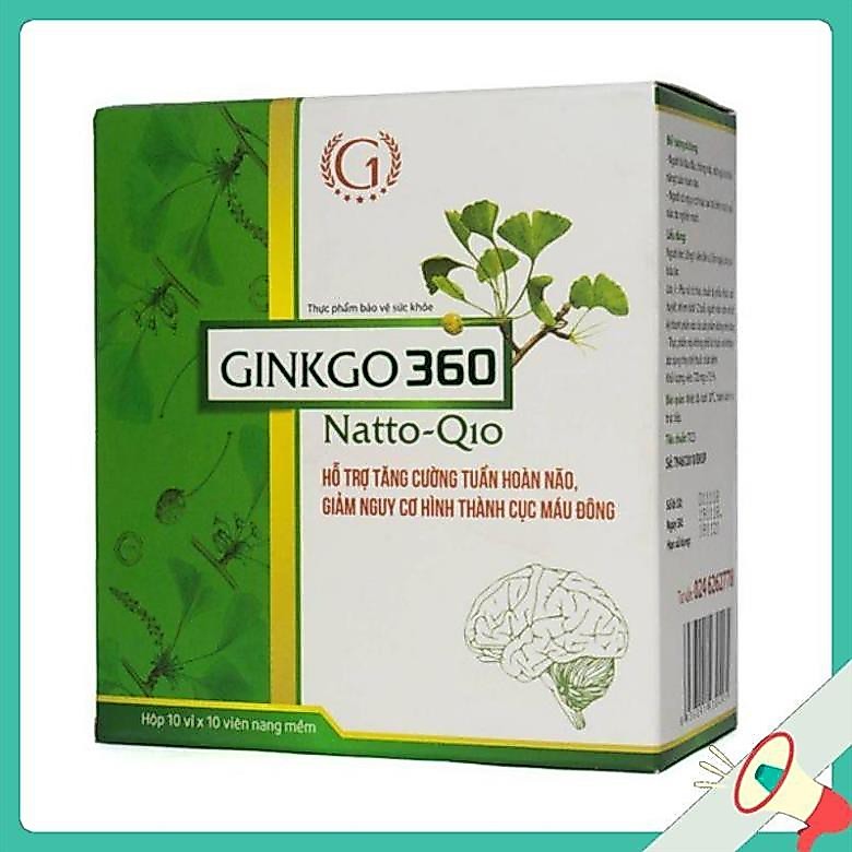 GINKGO NATTO 360 GINIC 100 viên Giúp tăng cường tuần hoàn và lưu thông mạch máu não
