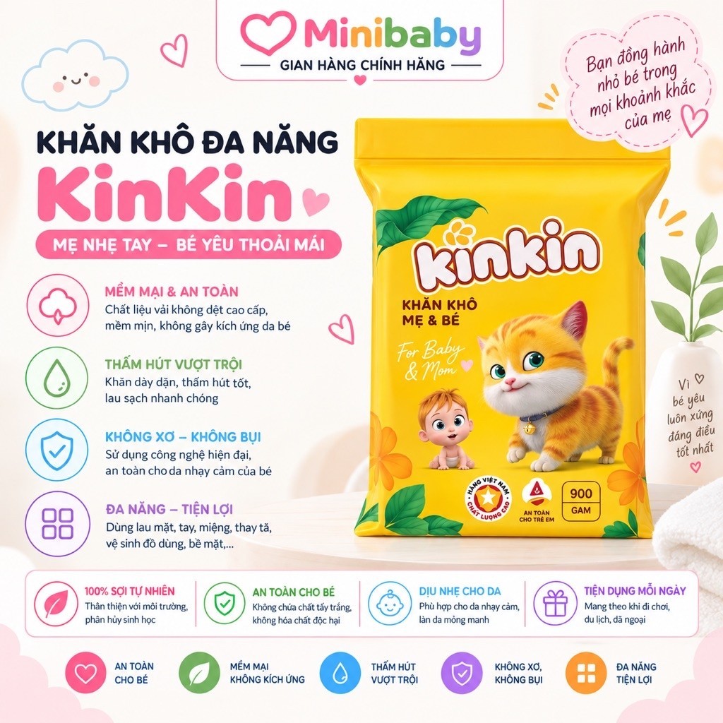 Khăn Vải Khô Mamamy Kinkin 900g - Khăn Khô Đa Năng Cho Bé