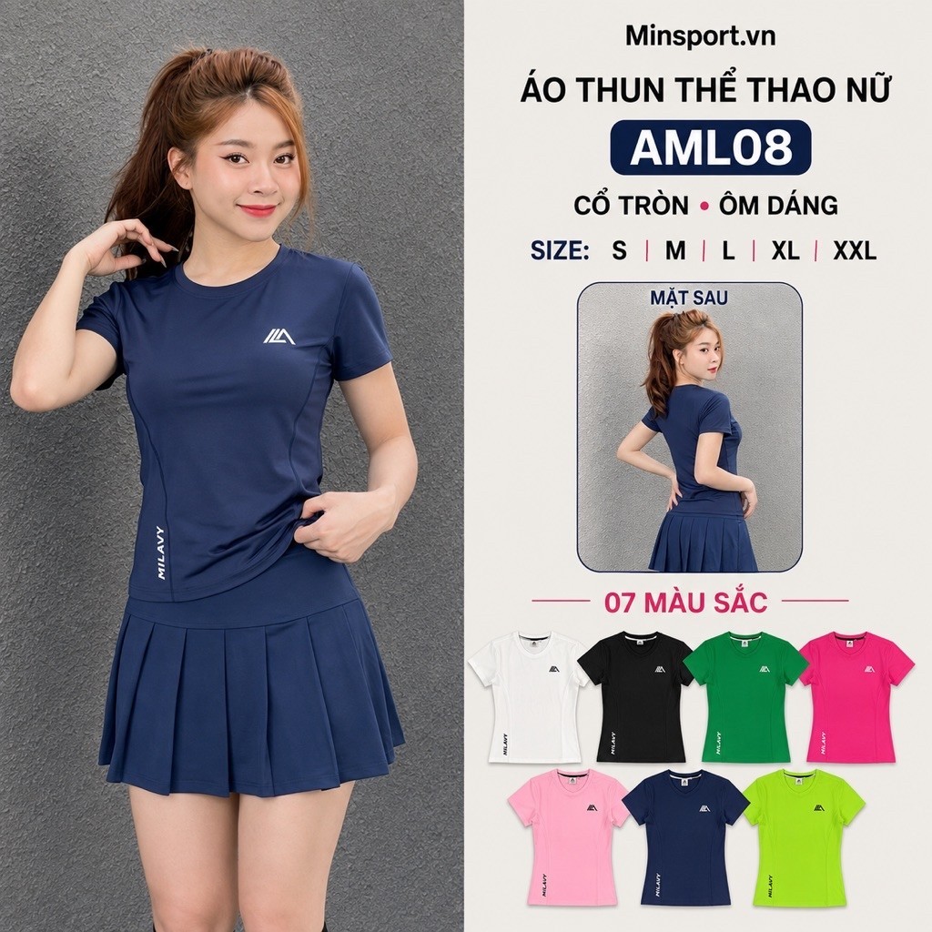 Áo Thun Thể Thao Nữ Tay Ngắn Trơn MILAVY