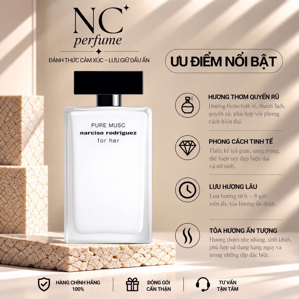 Nước Hoa Nữ NARCISO PURE MUSC NAR TRẮNG 10ml . Nước Hoa Nữ Nar Trắng - Nc Perfume