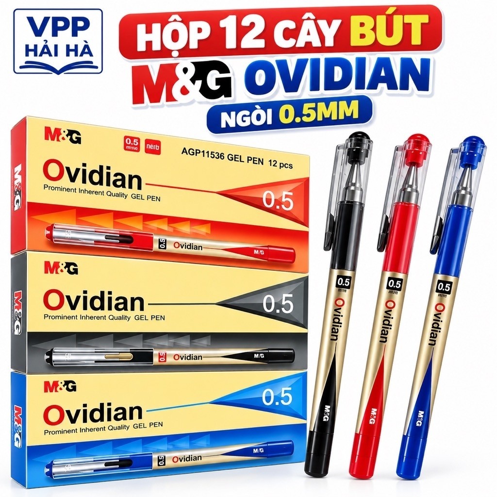 HỘP 12 CÂY / BÚT GEL M&G OVIDIAN NGÒI 0.5mm _ viết siêu trơn