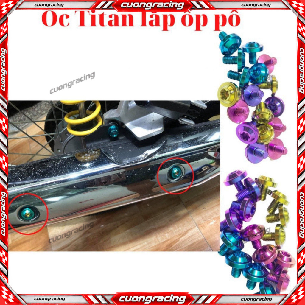 Ốc titan 6li10 gắn ốp pô hộp xich xe wave a RSX Fi 110 Wave 50 100 110  RSX Fi 110 trang trí tạo vẻ 