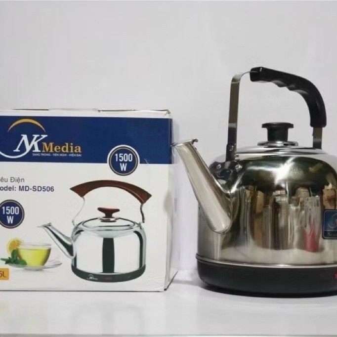 Ấm siêu tốc NK Media 5 lít Inox chính hãng , Ấm siêu tốc NK Media tự động ngắt điện khi sôi