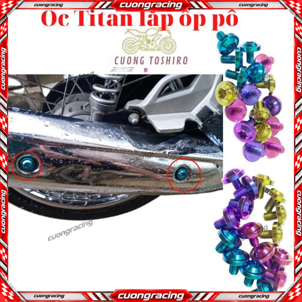 Ốc titan gr5 gắn ốp pô xe wave a Wave a 2007-2025 50cc 100cc 110cc RSX Fi 110 cuongracing