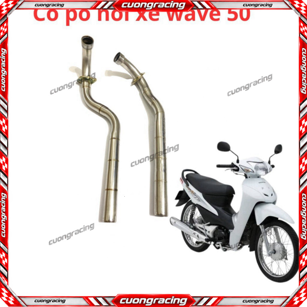 cổ pô inox gắn pô zin cho xe wave a 50cc 100 110cc dùng để thay thế cổ pô zin bị gỉ hoặc thủng cuong