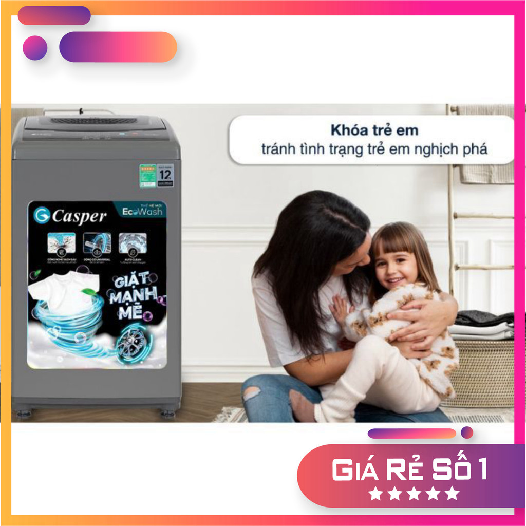 ( Máy giặt Casper WT-75NG1; WT-85NG1 7.5kg-8.5kg EcoWash lồng đứng|Bảo hành chính hãng, mới 100% )