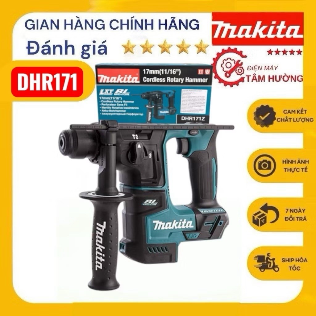 18V Máy khoan động lực dùng pin 17mm Makita DHR171Z (Chưa kèm Pin & Sạc)- Hàng mới chính hãng bảo hà