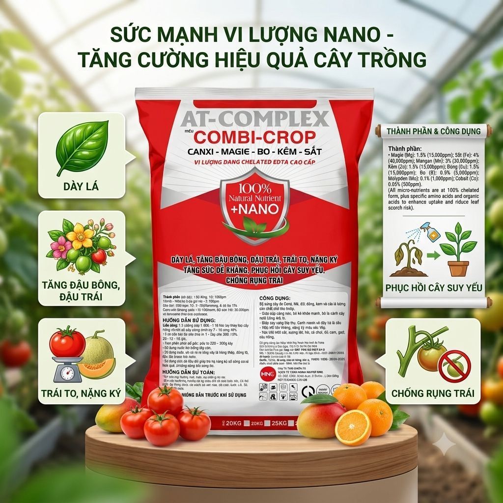 Phân bón vi lượng CANXI-MAGIE,BO,KẼM,SẮT khỏe cây chống sốc (quy cách bao 10kg)