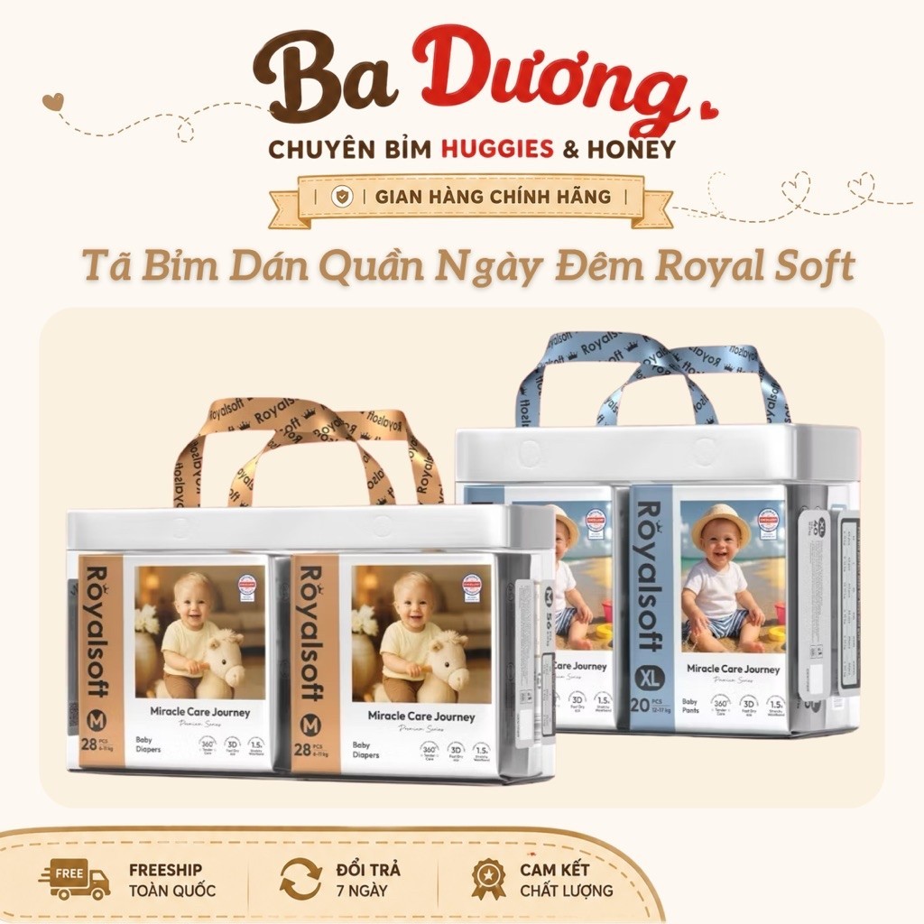 [1 Bịch] Tã bỉm dán quần Royal Soft Chính Hãng Kho HCM Đủ Size Mềm Mại Thấm Nhanh