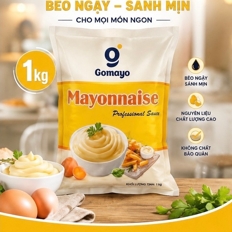 Gomayo - Xốt mayonnaise dạng túi 1kg ( 1kg x 1 túi)