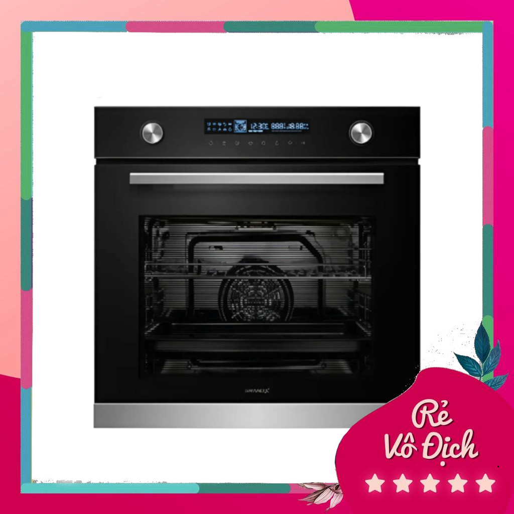 Lò nướng âm tủ GrandX GX75V9, 75L, kính đen, inox chống vân tay