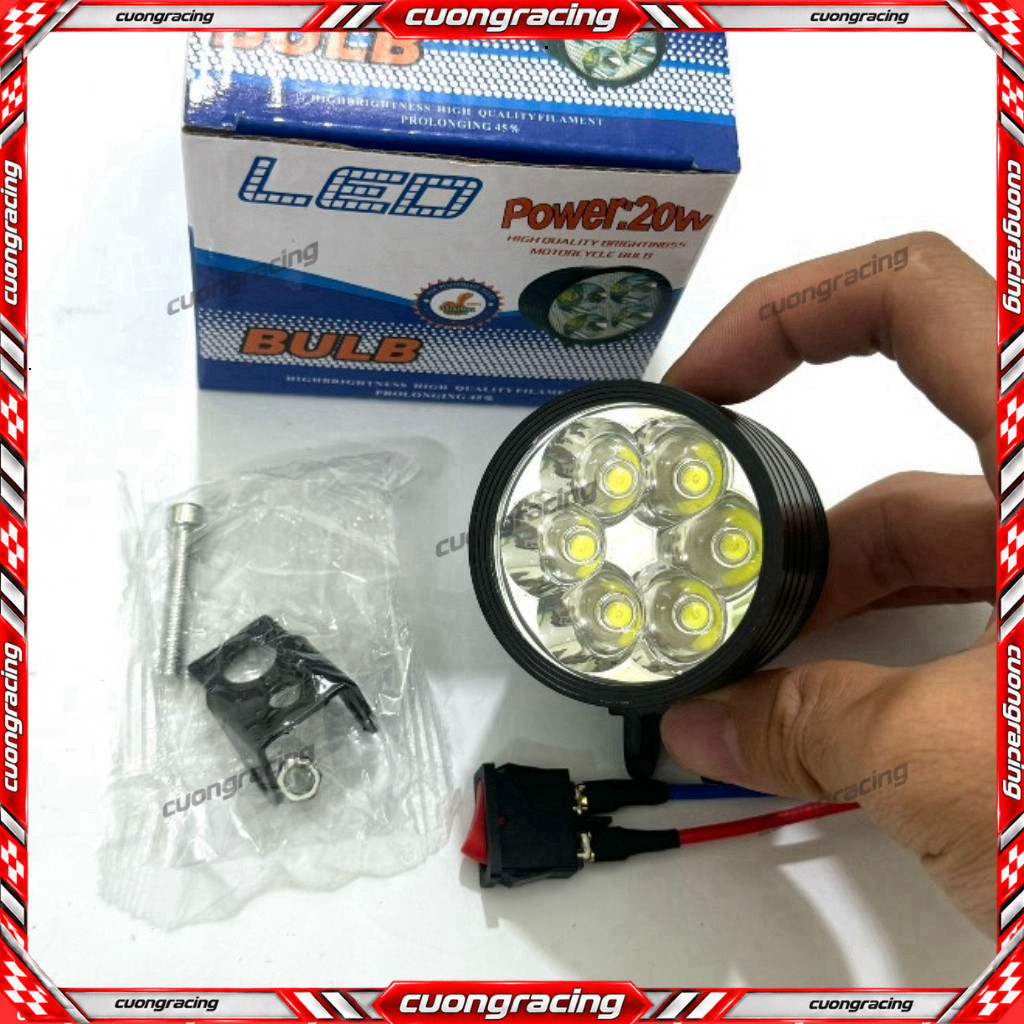 đèn trợ sáng l6 ngắn mini thiết kế thông minh, sáng mạnh lắp xe máy, xe điện cuongracing
