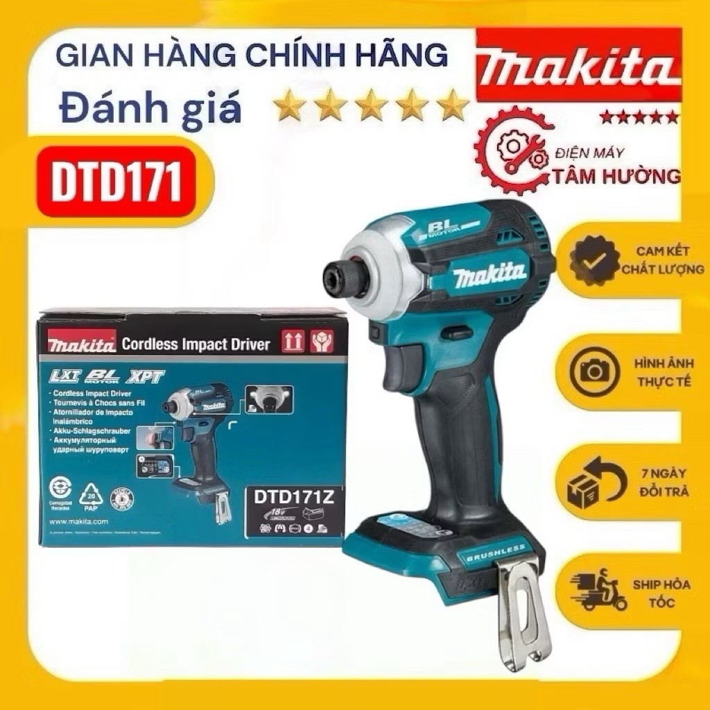 Máy vặn vít dùng pin Makita DTD171Z ( Chưa Pin & Sạc )-Hàng mới chính hãng bảo hành 12 tháng