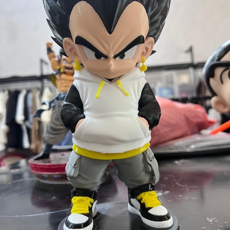 Mô hình in 3D Vegeta Hypebeast mặc áo hoodie phong cách đường phố custom decor góc máy tính