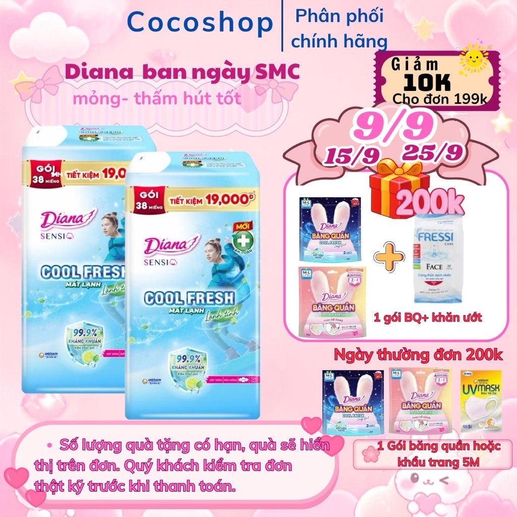 Băng vệ sinh Diana Sensi Coolfresh 23cm 38 miếng