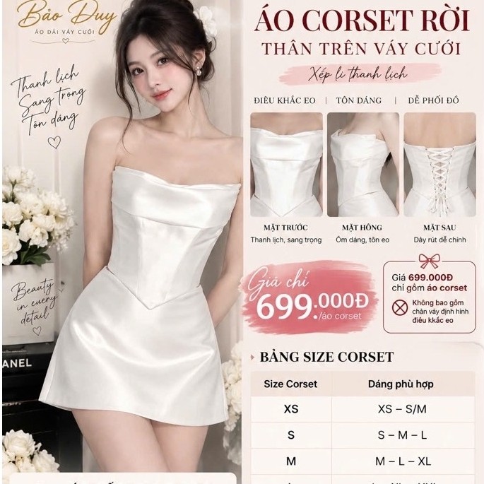 Áo rời xếp li khung croset mix váy cưới- Thân áo váy cưới- Áo croset rời điêu khắc eo