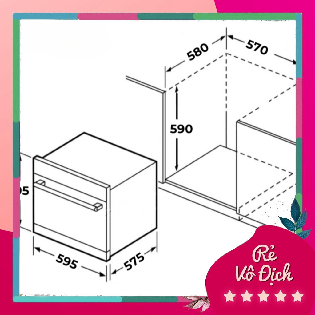 Lò nướng âm tủ GrandX GX75V8, 75L, kính đen, inox chống vân tay