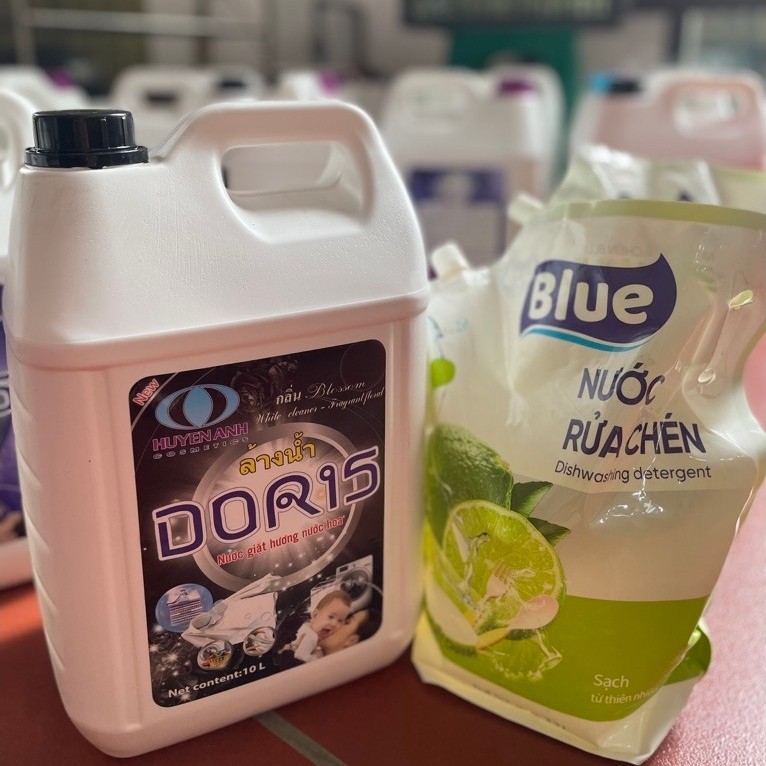 combo 1 nước giặt DORIS 10L + 1 TÚI NƯỚC rửa chén 3,2L