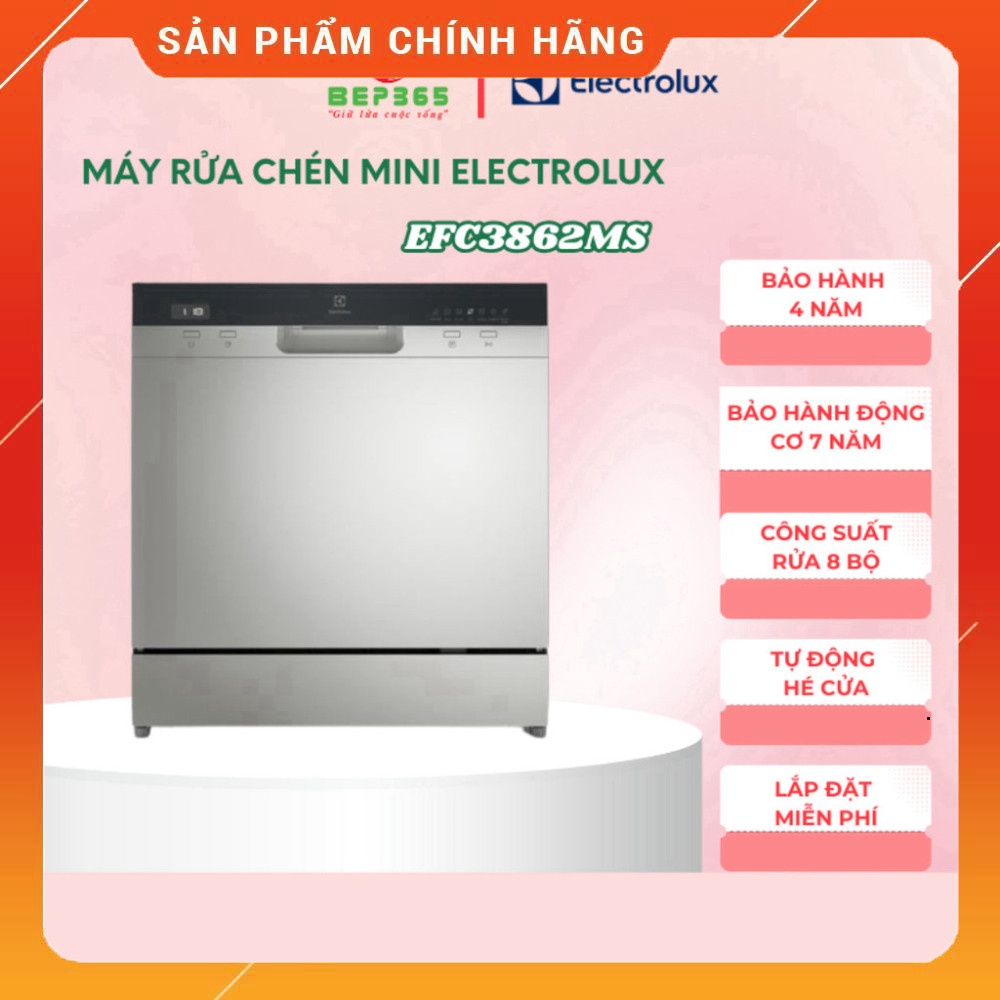 IB đặt hàng Máy Rửa Bát Để Bàn Electrolux EFC3862MS 8 Bộ AutoOpen Chính Hãng Dễ Dàng Vệ Sinh Giao nh