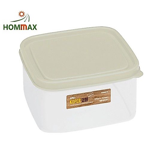 (KOMAX) Hộp Nhựa Vuông Komax Koper (nắp màu kem) 1.3L/ 2.3L